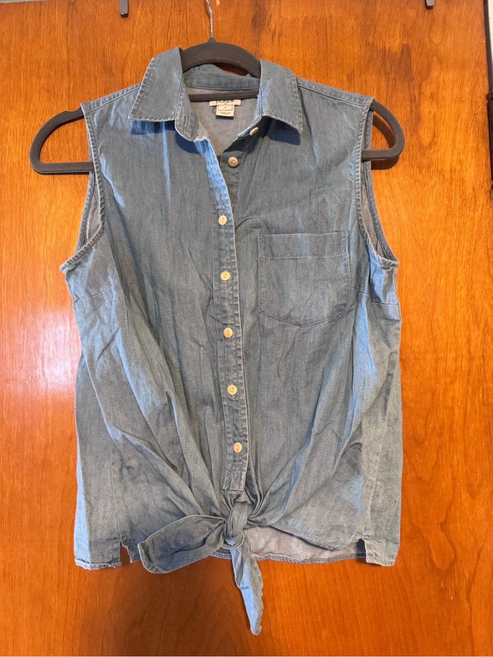 J. Crew Light Blue Tie-Front Chambray Tank